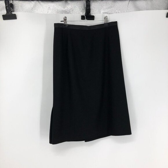 Max Mara Black Wool Knee Length Skirt back slit  size 12 - Picture 15 of 15